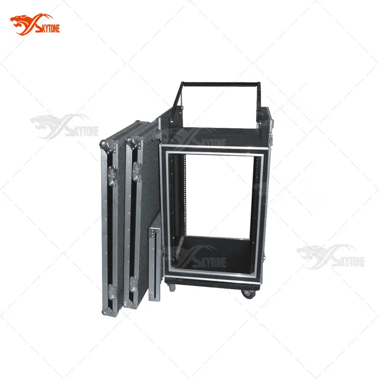 3-door shockproof double layer amplifier flight case, rack case with mixer bracket