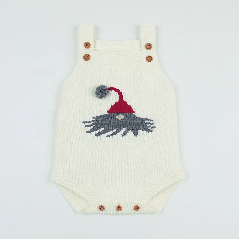 Knit baby Girl or boy body suit Onsie outfit romper With Christmas hat