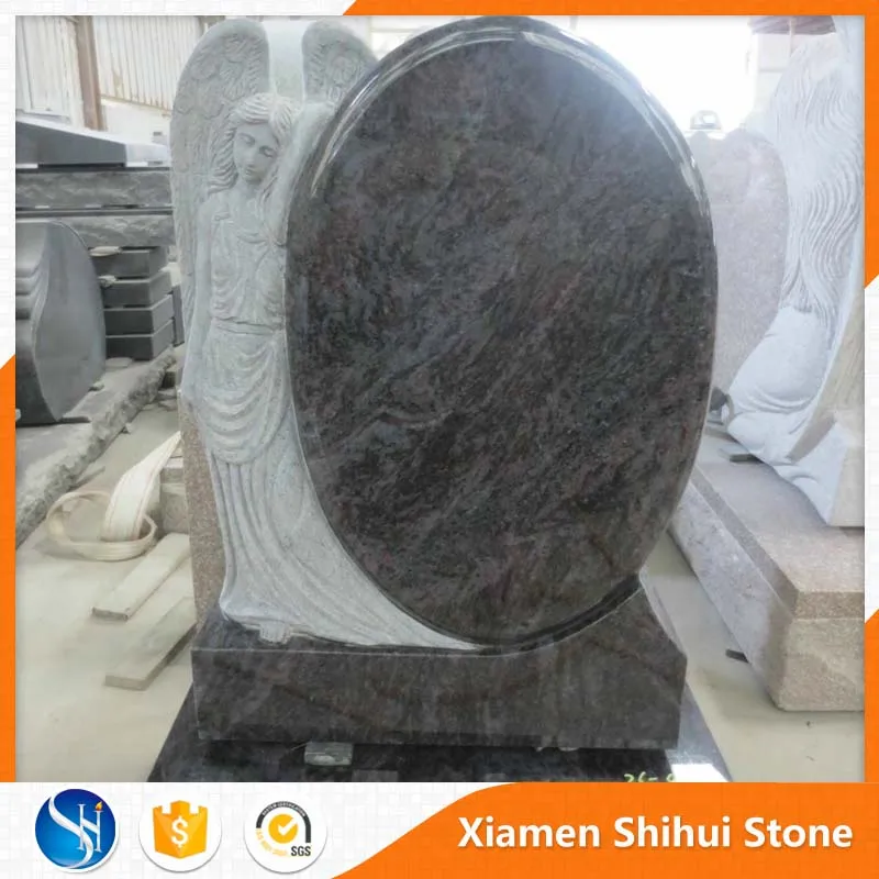 Door to door China funeral black granite angels monument and headstones