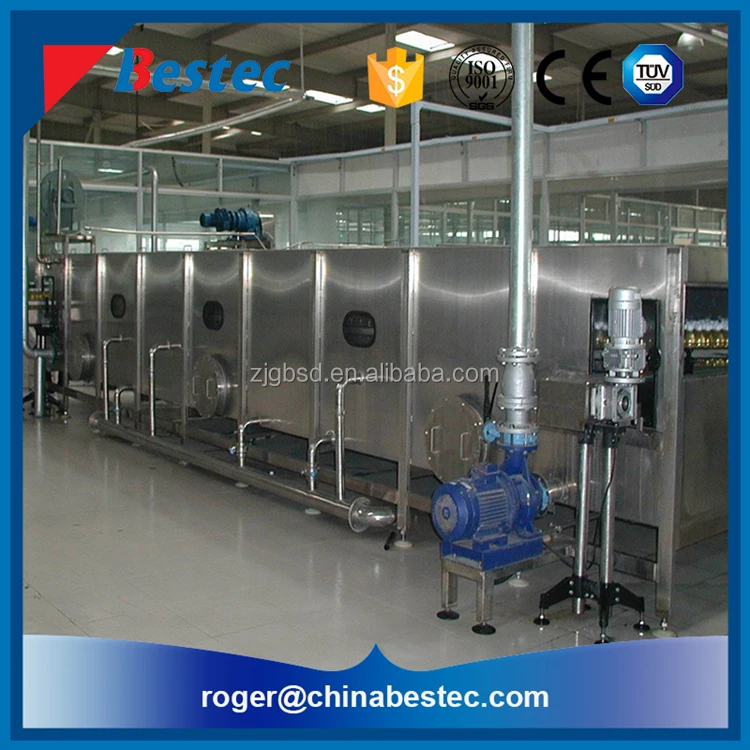 
PET juice bottle cooling tunnel with spray cooler 