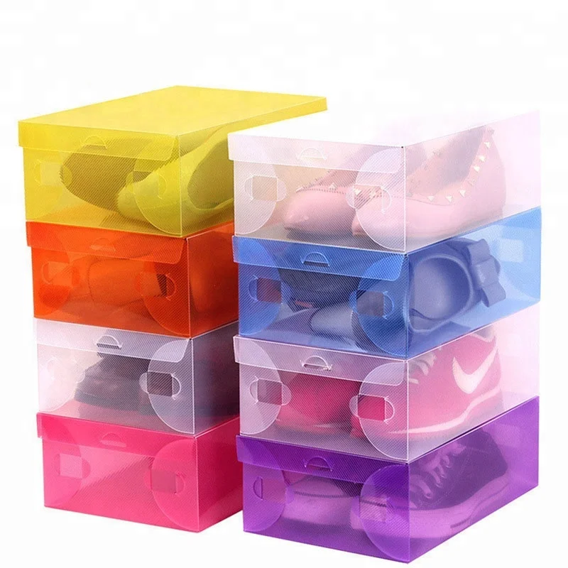 Hot sale promotional colorful transparent square plastic PP clear shoe box