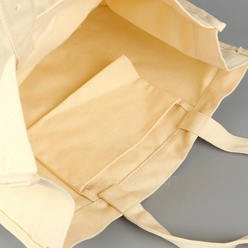 Wholesale customized large eco canvas tote organic cotton bag With inside pocket