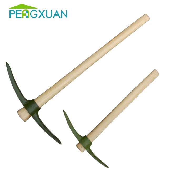 Manufacture factory supply durable farming tools wooden handle hand pickaxe