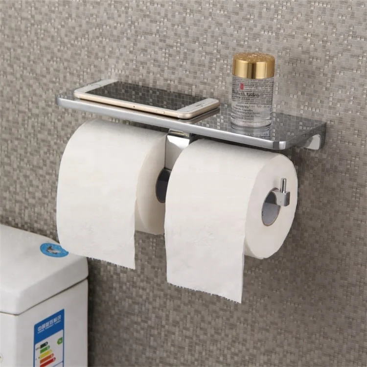 Paper Box Roll Holder Toilet Double Paper Holder Tissue Box Shelf Zinc Alloy Bathroom Accessories