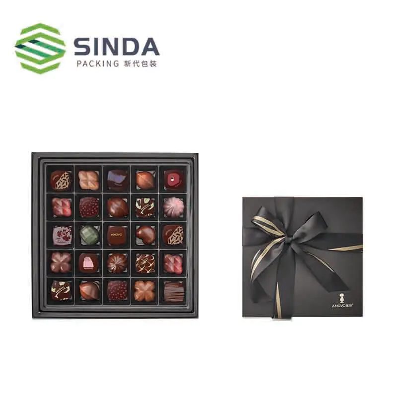 Wholesale Custom Chocolate Boxes High End Eco-friendly Rigid Box Fancy Lid and Base Box with Plastic Insert