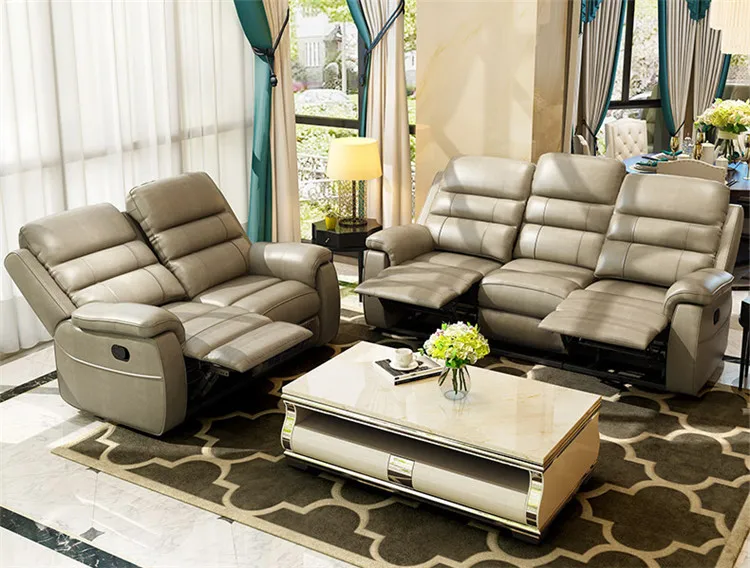 European Royal Style Classical Genuine Leather Sofa Sets Sectional Livingroom Furniture