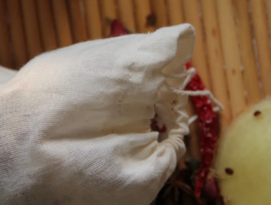 Biodegradable Reusable Organic Cotton Grocery Produce Drawstring Mesh Bag for Vegetable Fruit