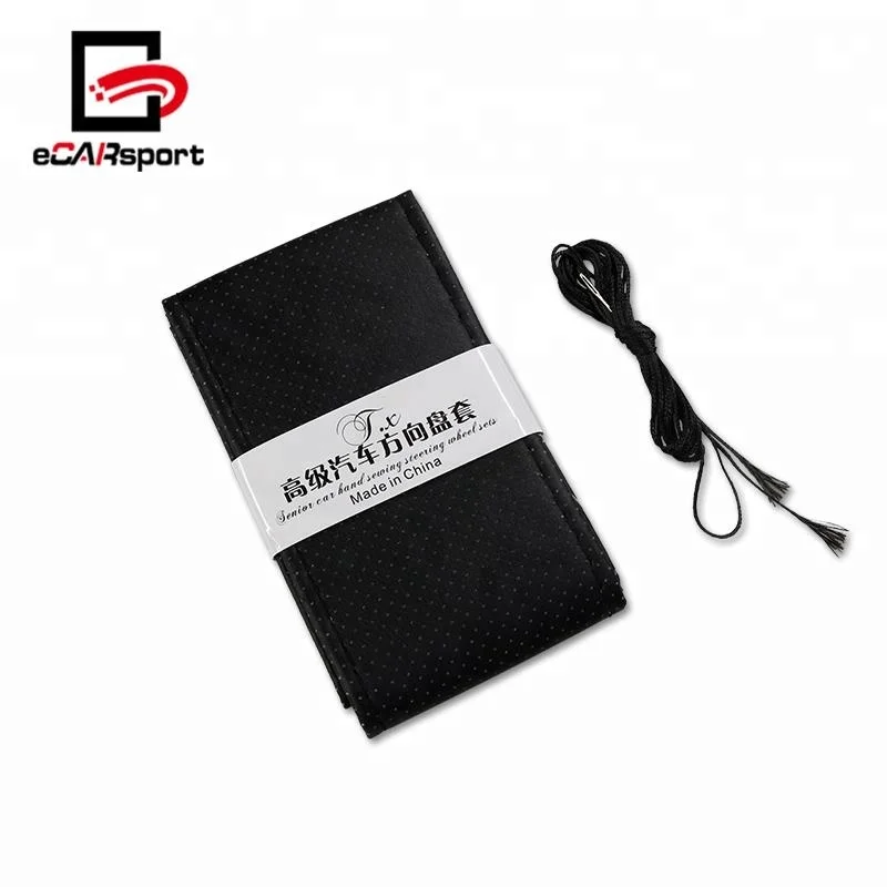 DIY PU Кожаный Автомобильный руль крышка с иглами и резьбой Оплетка на руль автомобиля Авто интерьерные аксессуары