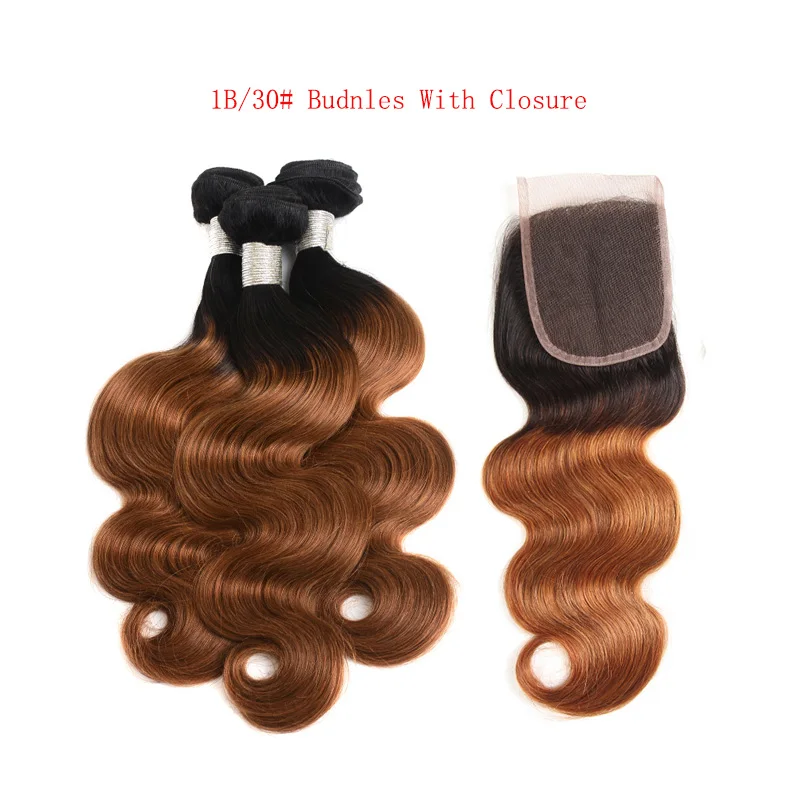 
Wholesale Two Tone 1B/99# Body Wave Hair Weave 3 Pcs With Lace Closure Ombre Colored Burgundy Human Hair Bundles With Closure 