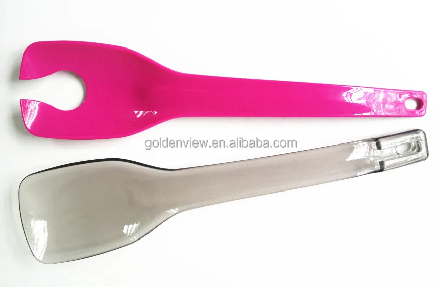 factory two-in-one colorful plastic salad mixing tools servers set hands tong fork spatula spoon shovel kitchen utensils