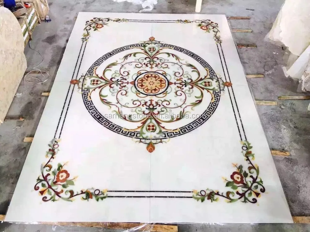
waterjet marble flowers tile design floor 
