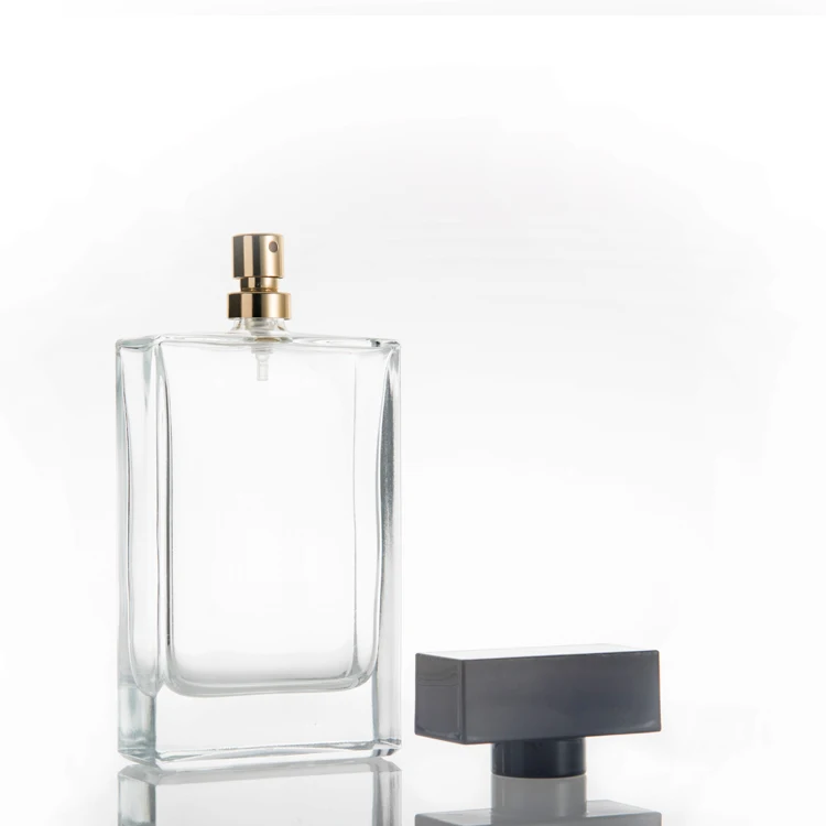 High quality Square clear glass bottles unique shape bottle perfume 50 ml 75ml 80ml 100ml glass for oil filling