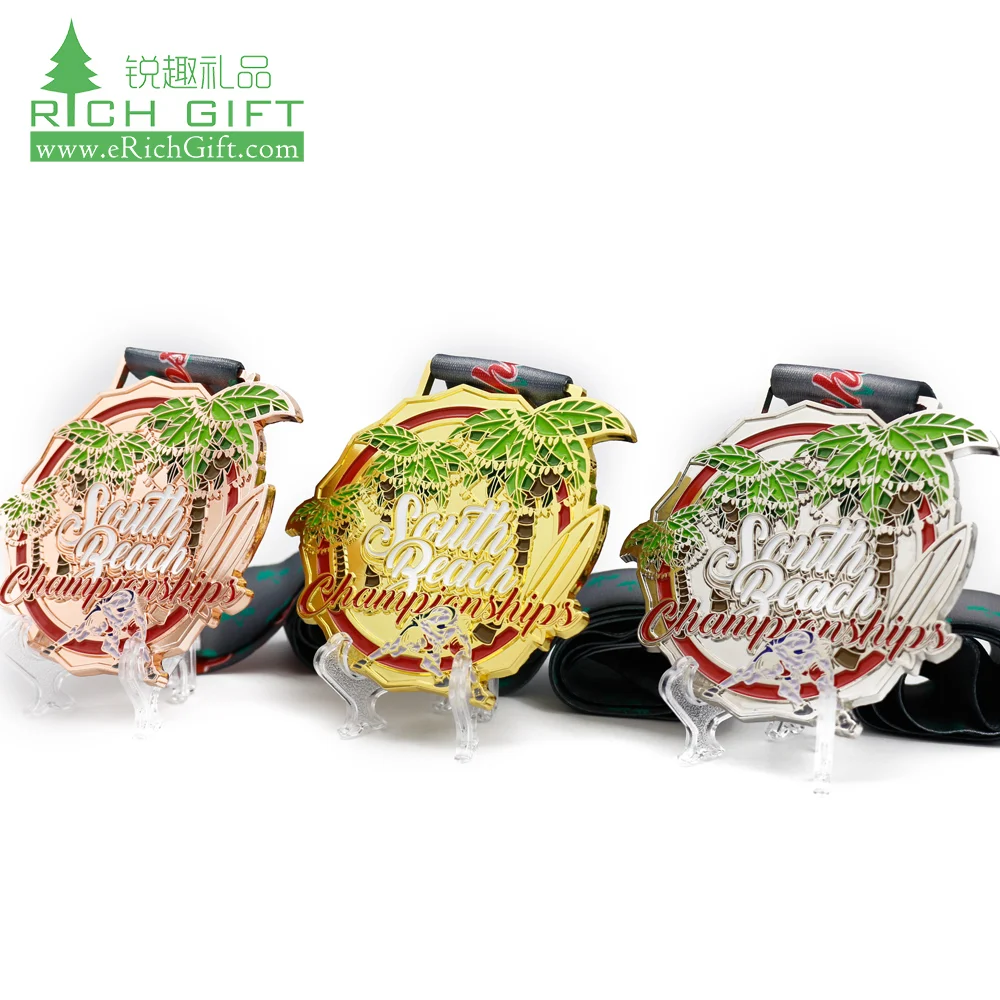 Wholesale metal alloy souvenir colorful 3D embossed logo Championship award bronze/silver/gold medal