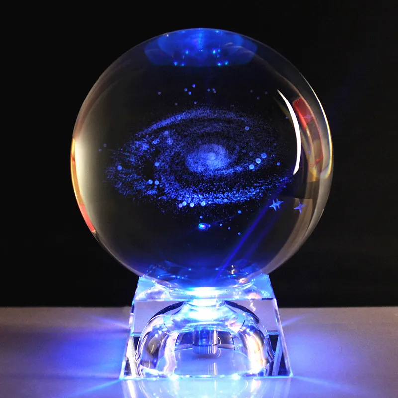 3D Laser Engraved K9 Crystal glass Ball Sphere Home Decoration Accessories Gifts