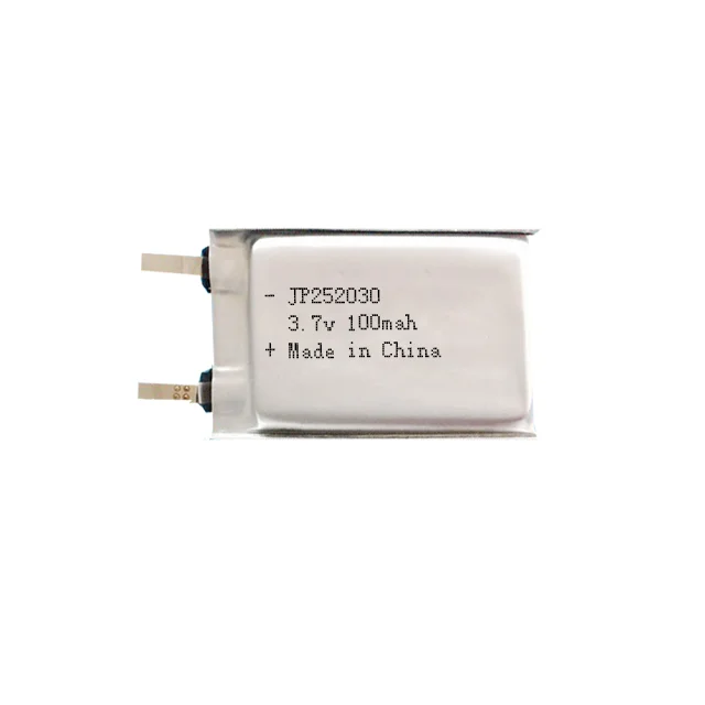 Small MOQ ultra thin rechargeable li-ion battery 252030 2.5mm lipo battery 3.7v 100mah for ID card
