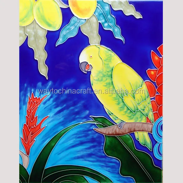 Glazed ceramic picture craft decorative ceramic bird