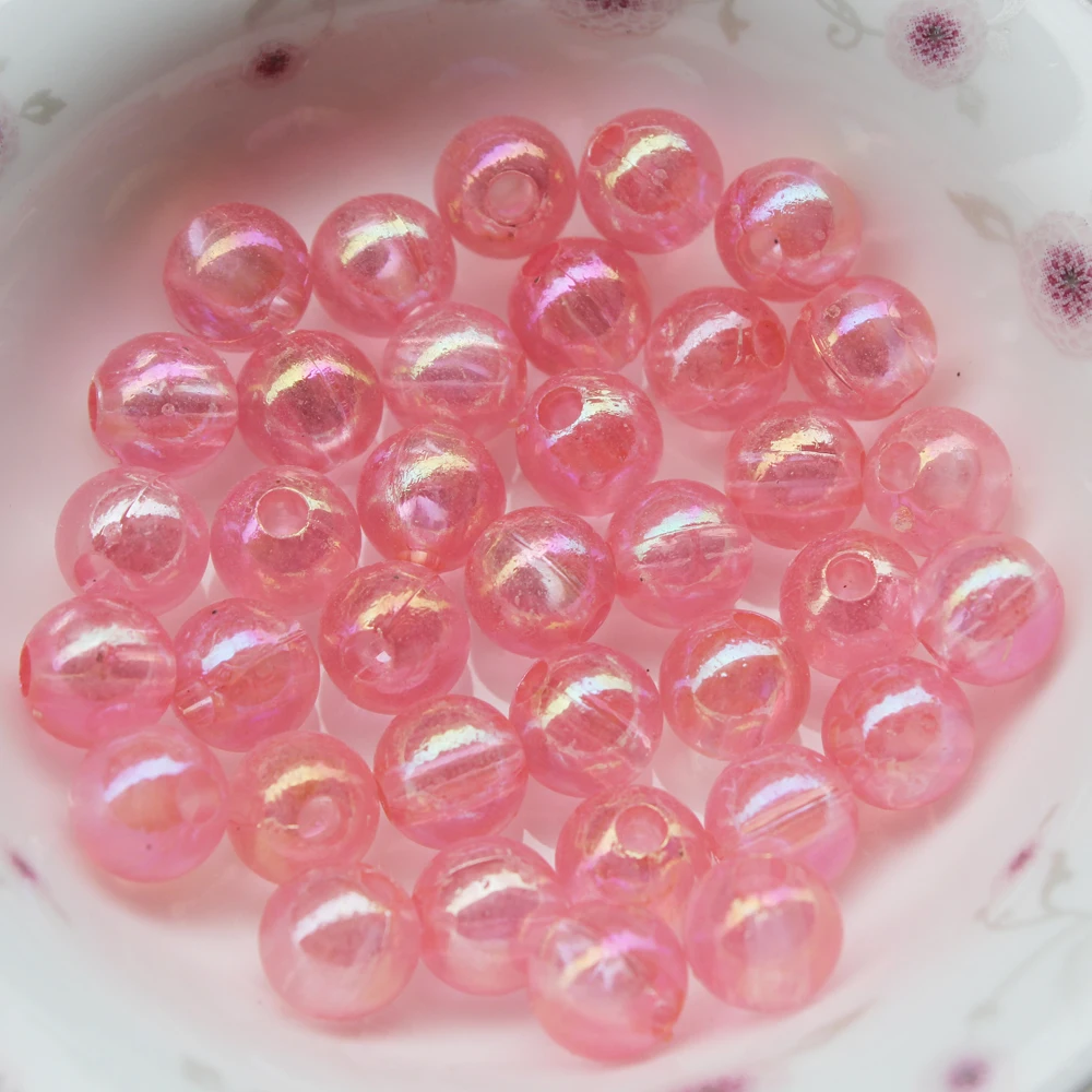 4mm 6mm 8mm 10mm 12mm 14mm 16mm 18mm 20mm AB Color Round Acrylic Bead Loose Spacer Beads For Jewelry Making DIY Bracelet