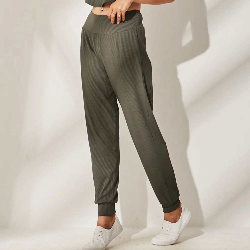 
Oem Wholesale Womens Beam Foot Trousers Seamless Sport Black Sexy Casual Loose Yoga Pants 