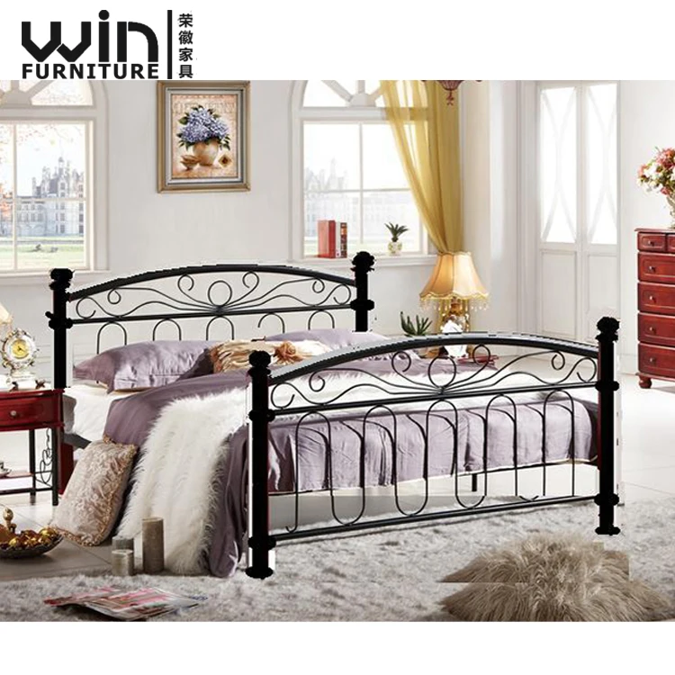 
Foshan Wooden Metal Bed Frame Design Modern Hostel Apartment All Size Iron Bed 
