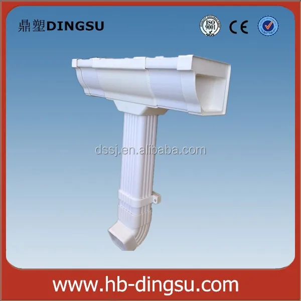 PVC rectangular Gutter system downspout or downpipe fitting pipe connector china manufacturer roofing using Rain Carrying System