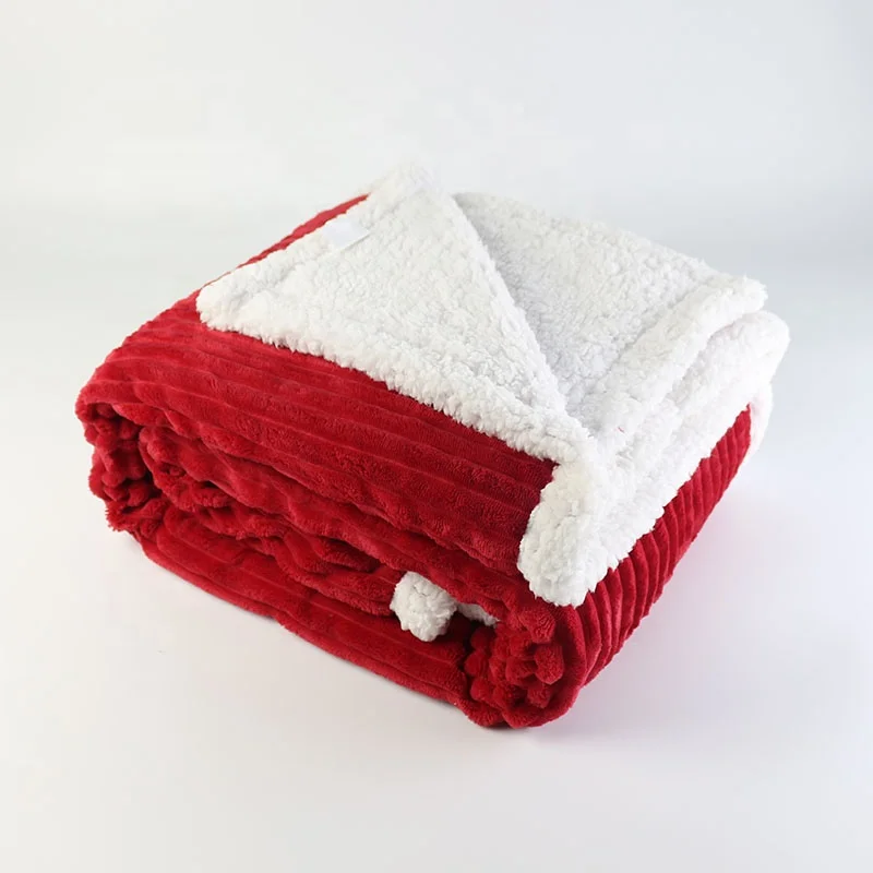 Super soft oversized 100% polyester plush red  velvet sherpa throw blanket black