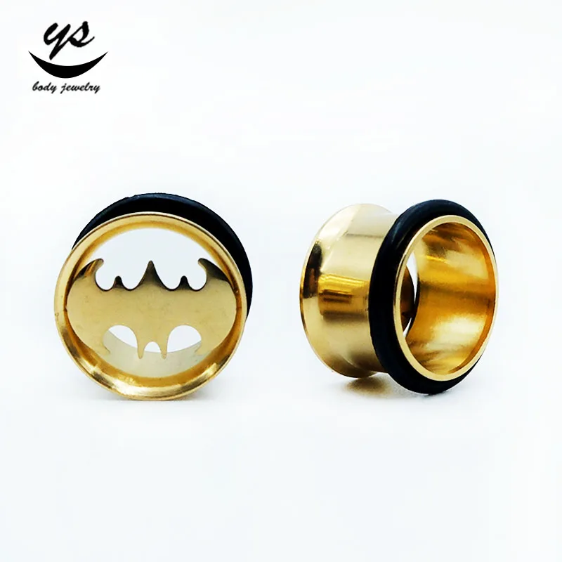 rubber hollow bat single flare tunnel plugs piercing jewelry