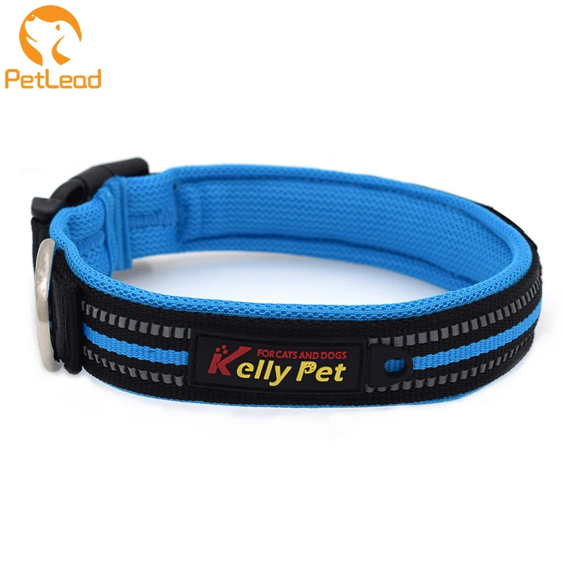 High quality nylon webbing magic tape dog collars dog collar padded double reflective dog collar