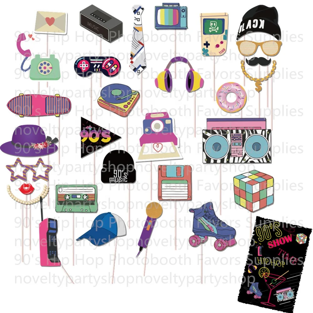 1990 Праздничная тема; Реквизит для фотокамер; С капюшоном с изображением палочки и позу знак под воздействием внешних доставить ваш заказ в 90-х в стиле «хип-хоп» Фотокабины выступает поставок