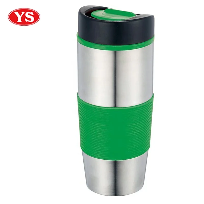Custom 16 Ounce Insulated Color Grip Coffee Mug with Slider Lid