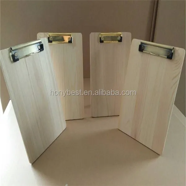 Wholesale Wooden Menu Holder Clipboard Check Presenter Custom Solid Wood Menu Board with Metal Clips / Stand For Restaurant Cafe