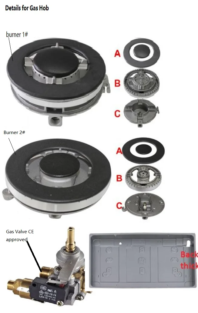 Professional kitchen equipment/home equipment five burners built-in gas hob
