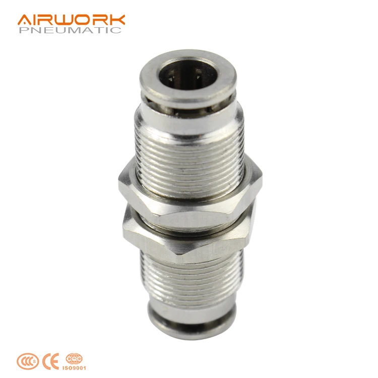 PM pneumatic brass copper bulkhead union straight quick connect air fitting connector