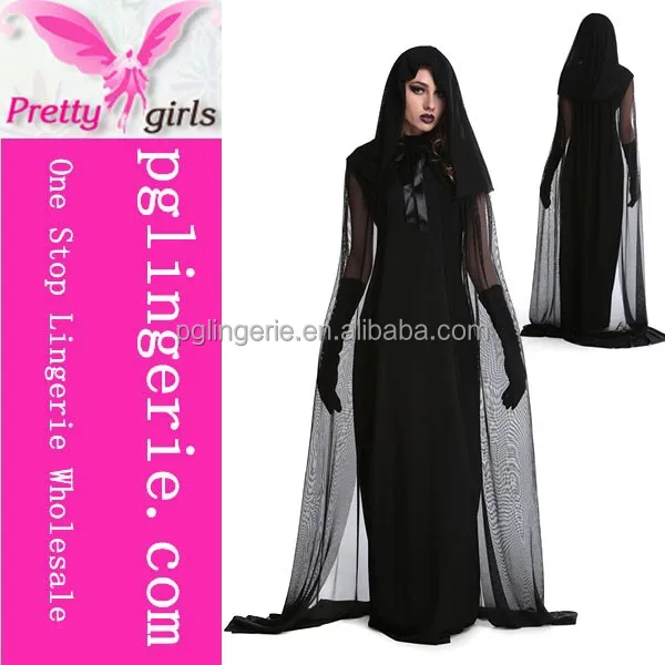 Black halloween witch costume for Adult Long Vampire Witch Costumes Dress