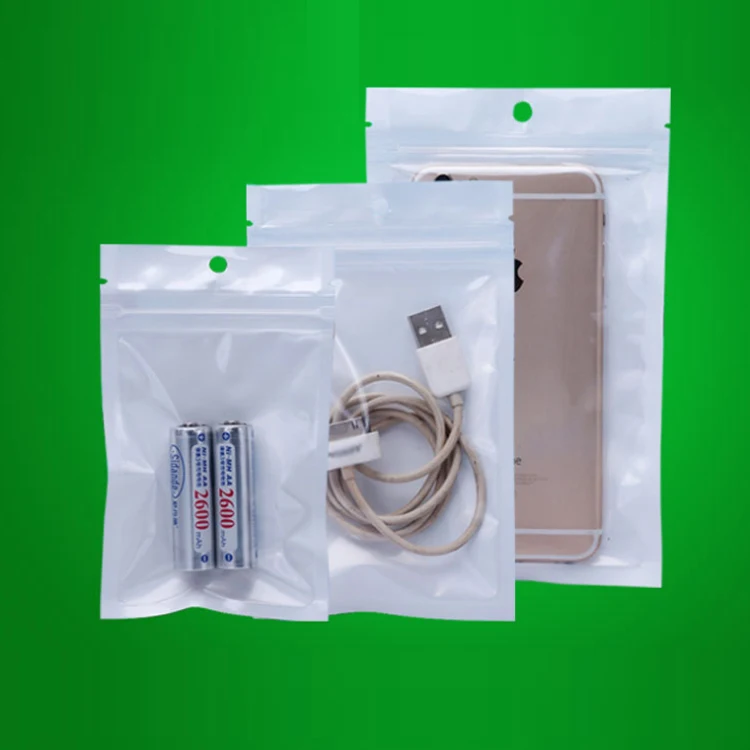 Customizable Size Resealable LDPE Plastic Pouch White Zipper Top Mobile Accessories Packaging Shop Industrial Mobile Phone Case