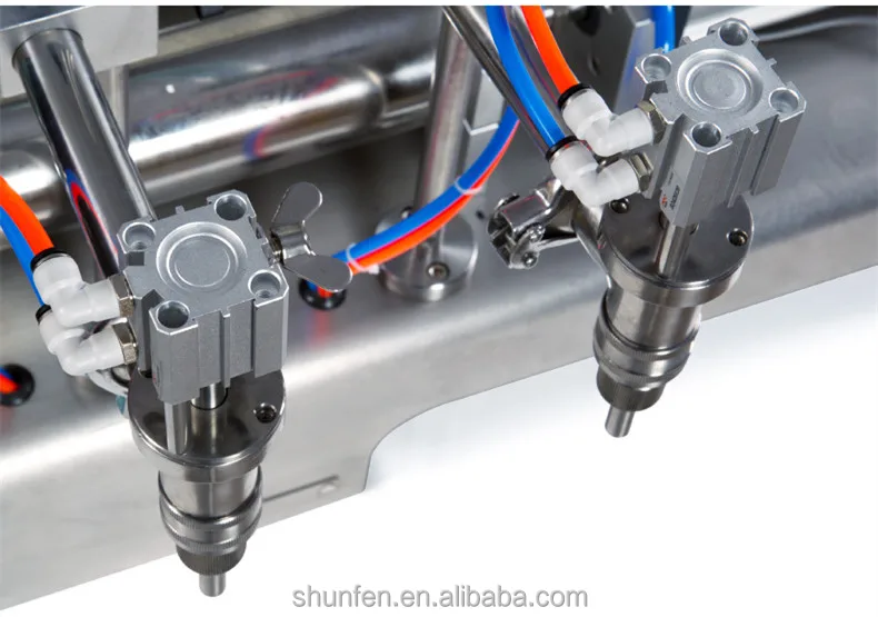 Small Semi-auto Piston Double-head Honey Filling Machine (pneumatic liquid filling machine, soap filler, oil filling machine)