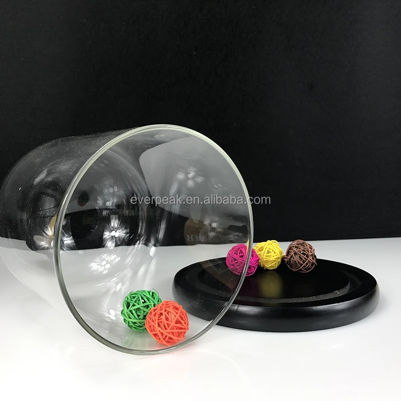 Стеклянный купол «Колокол» 5 5x13 дюймов с деревянной подставкой (основание из черной древесины) Прямая поставка завода