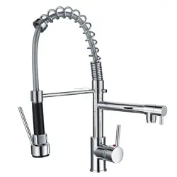 Kitchen Sink Faucet Dual-function Sprayer Water Tap Stainless Steel Single Lever Pull Out Kitchen Faucets