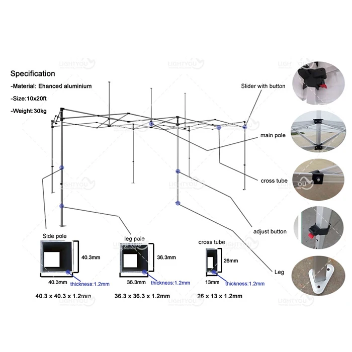10x20 outdoor solid roof waterproof aluminum frame gazebo tent for car