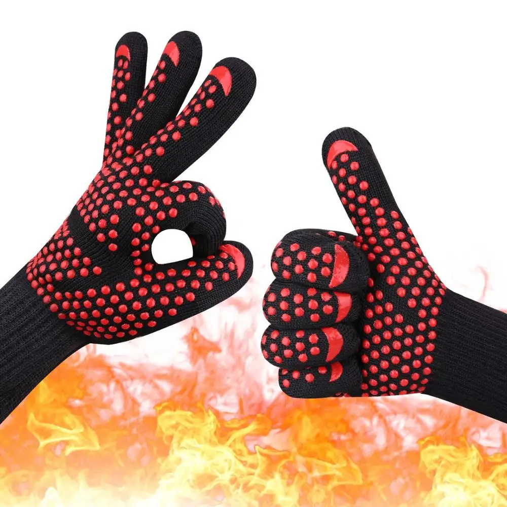 Feiyou hot selling Customized Aramid Fiber Barbecue Oven Glove  Extreme Heat Resistant Grill BBQ Gloves