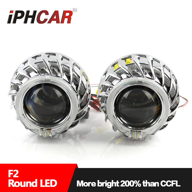 iPHCAR 35W H1 bi-xenon projector lens with 2.5inch dual angel eyes shrouds