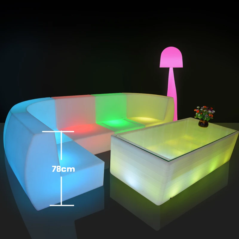 glowing led coffee table& huajun different size bar table with cuble