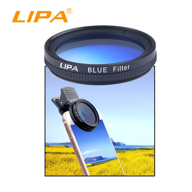 37mm Graduated Blue Orange Gray filter Cell Phone Camera Lens Filter for iPhone Samsung and Android Smartphones -