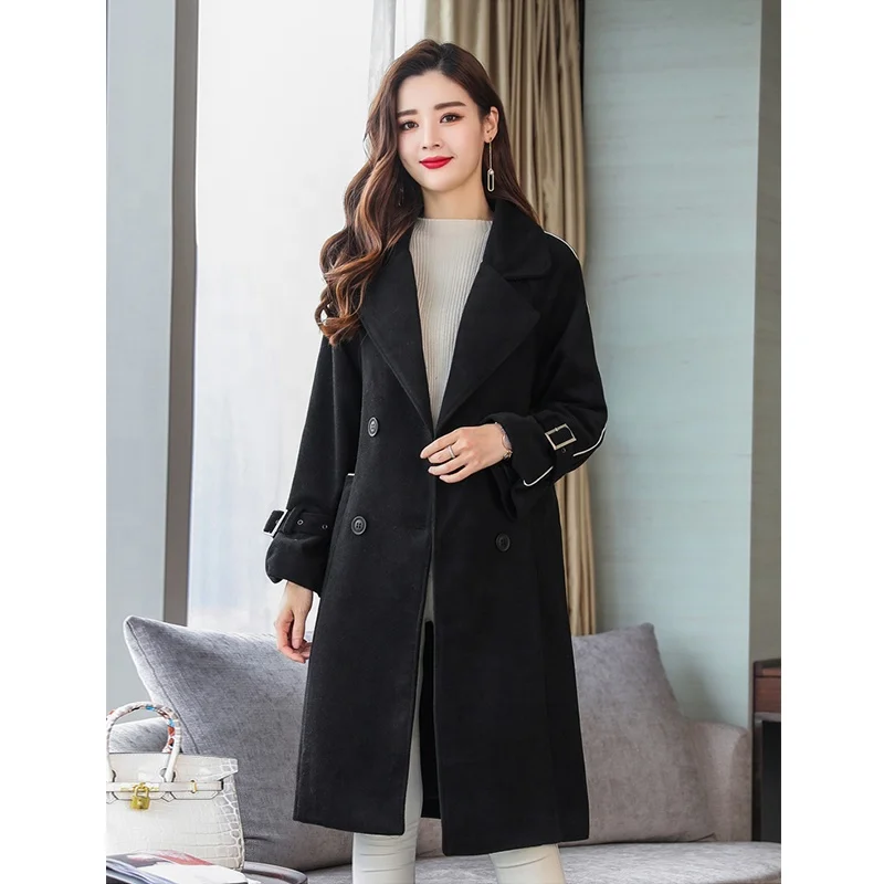 
Female Cloth Coat The New Winter Long Loose Thickness Woolen Cloth Coat 