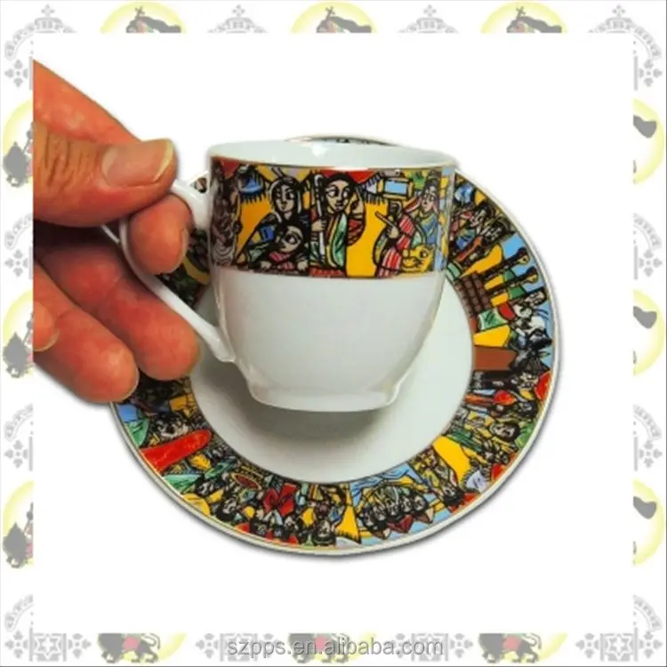17pcs Ethiopian Ceramic Tea Set Queen Sheba tea cups set