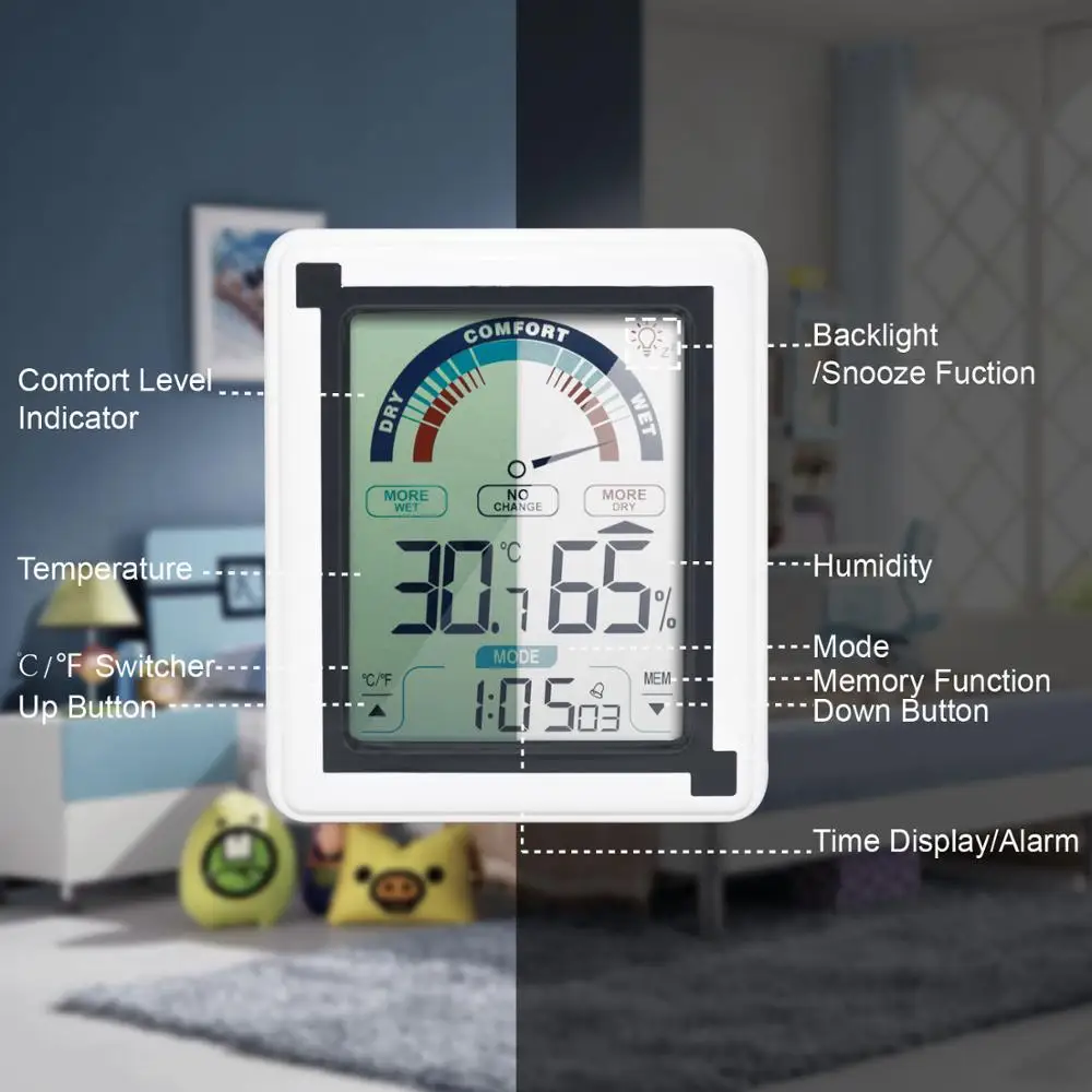 Новейшая домашняя Цифровая метеостанция с термометром и сенсорным экраном, будильник с монитором температуры и влажности