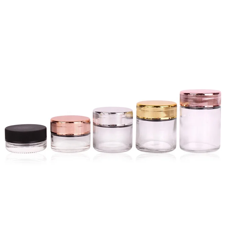1oz 2oz 3oz 4oz clear empty child proof resistant glass jar Concentrate Container glass spice Jar storage