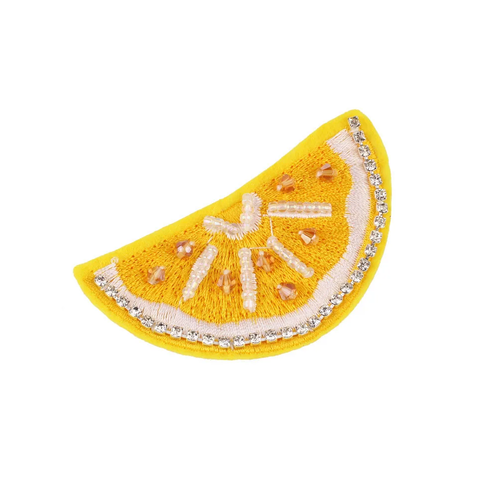 Custom Sequin Patch Rhinestone Beaded Applique Lemon Patch