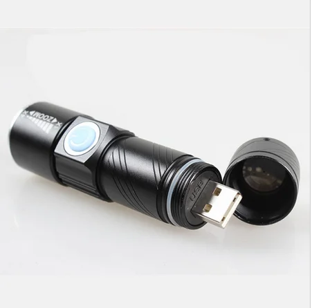 Mini Zoom Rechargeable Powerful USB LED Flashlight AC Lanterna For Outdoor Travel