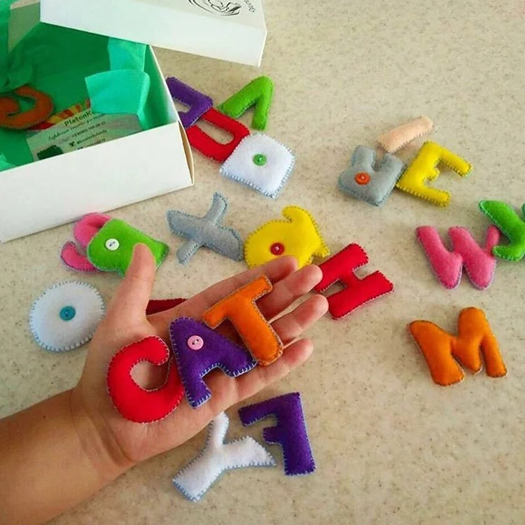 
English felt alphabet toys letter block with hand sewing 
