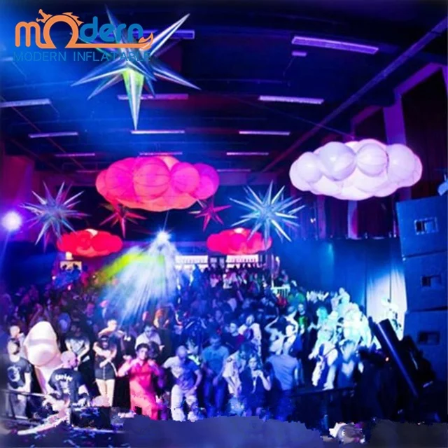 Inflatable Hanging Cloud With Colorful LED For Event Stage Decoration